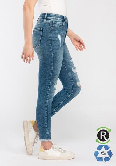 Women's High Rise Destroyed Ankle Skinny Jeans