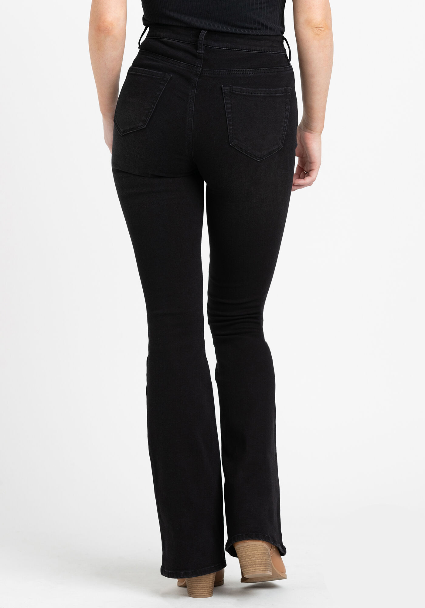 ★★ ★★ Women's High Rise Flare Fit Black Denim Chloe High Rise Flare Jeans for Tall Women | American Tall