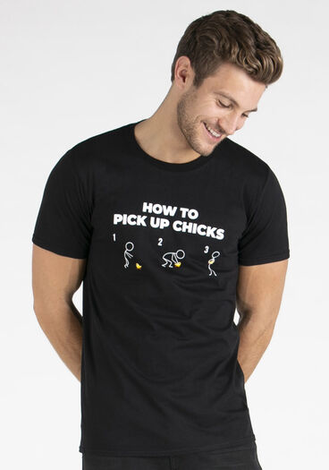 Men's How To Pick Up Chicks Tee, BLACK