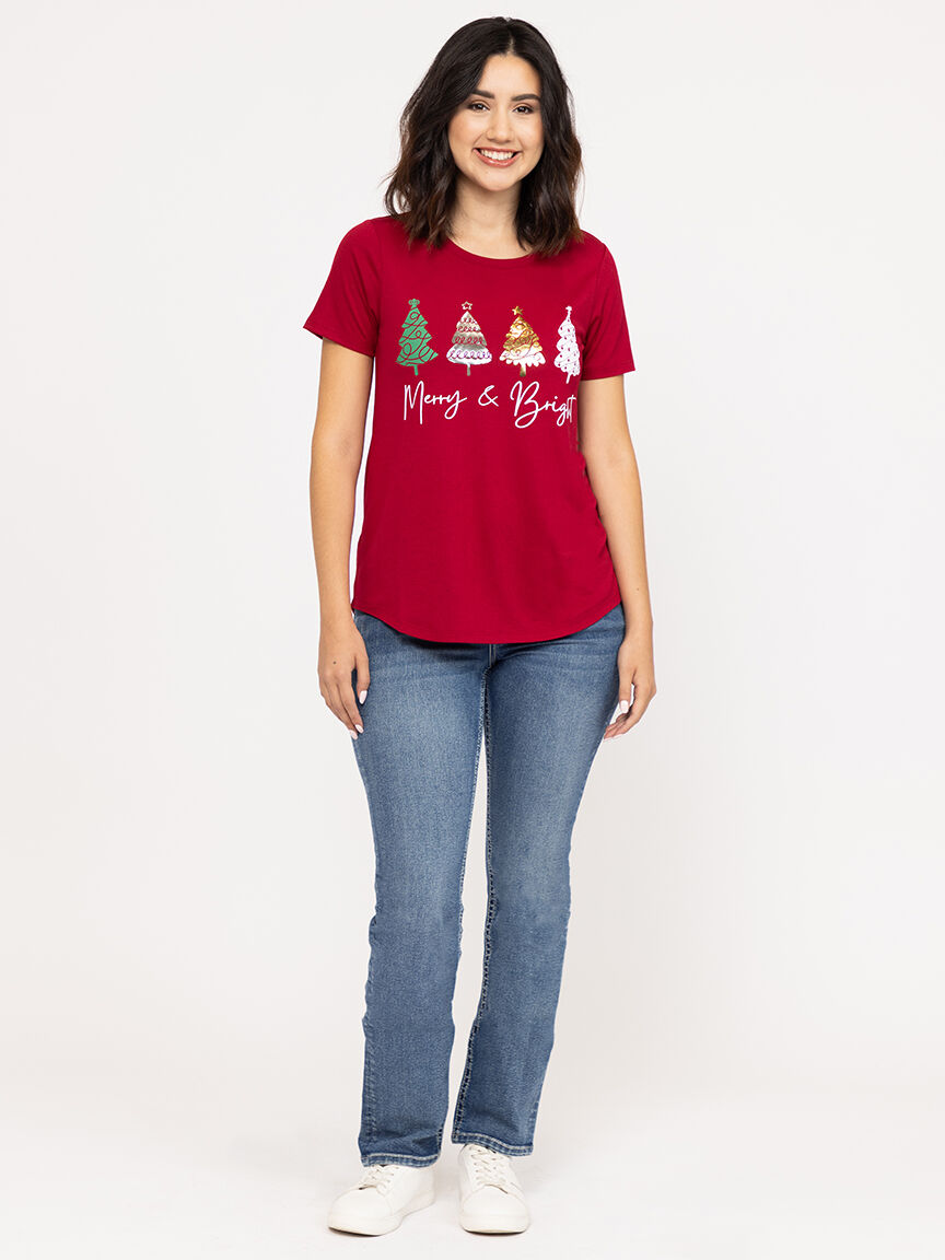 Women's Merry & Bright Crew Neck Tee