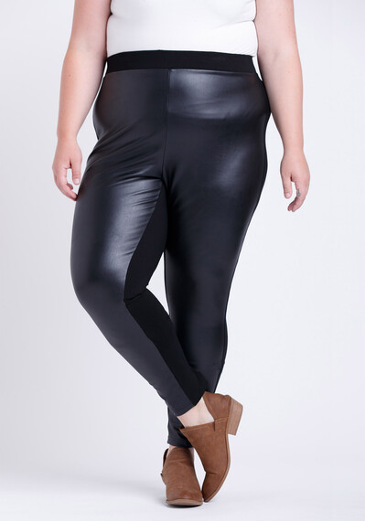 Women's Faux Leather Pull-on Ponte Legging Image 4