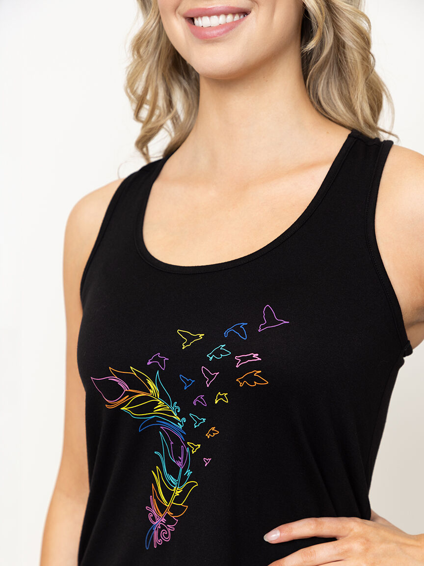 Women's Rainbow Feather Racerback Tank