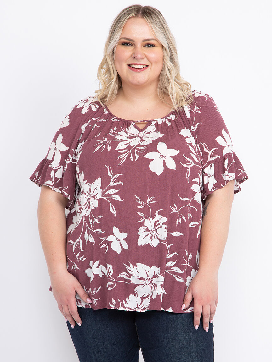 Women's Flutter Sleeve Peasant Top Warehouse One