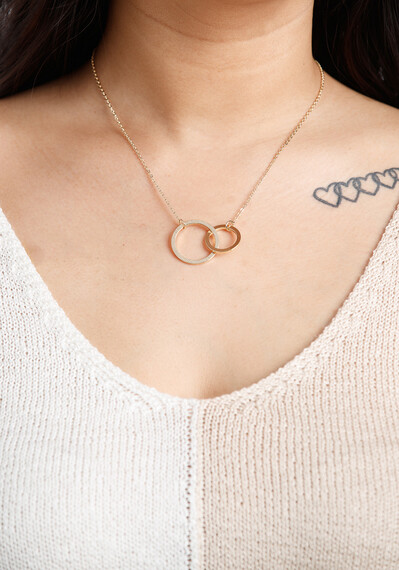 Women's Double Ring Gold Chain Necklace Women's Double Ring Gold Chain Necklace Image 1