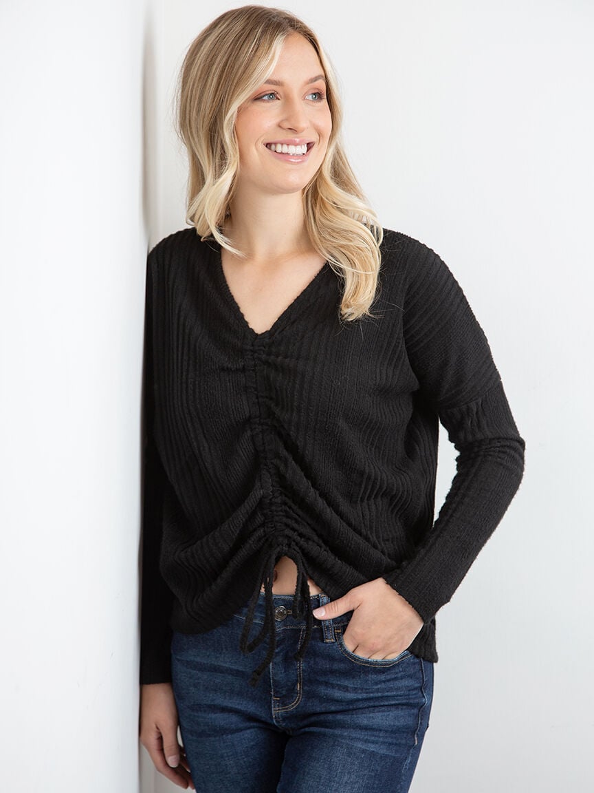 Women's Ruched Front Rib Top Warehouse One