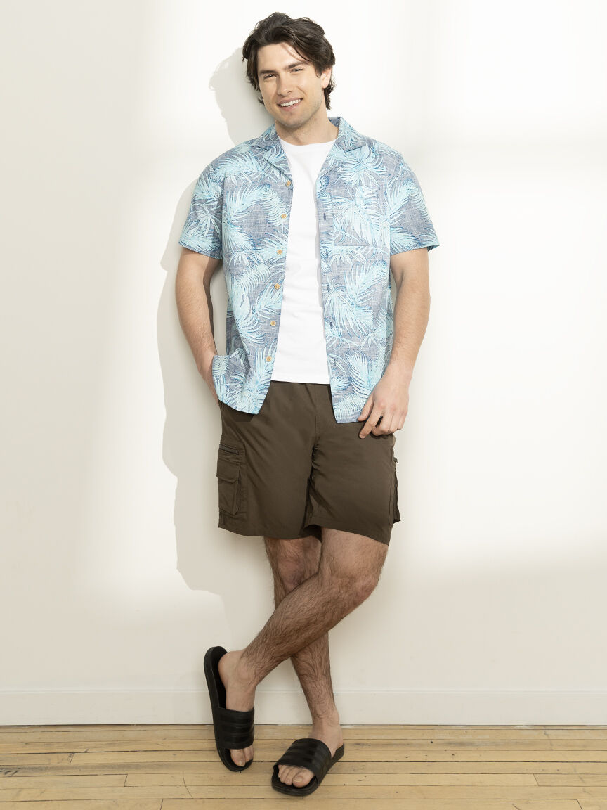 Brown Nylon Cargo E-Waist Short