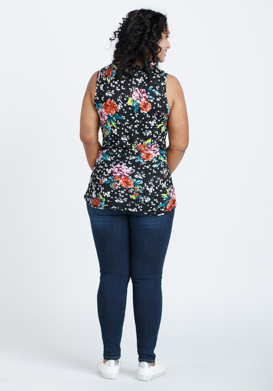 Women's Floral Side Ruched Tank Image 2