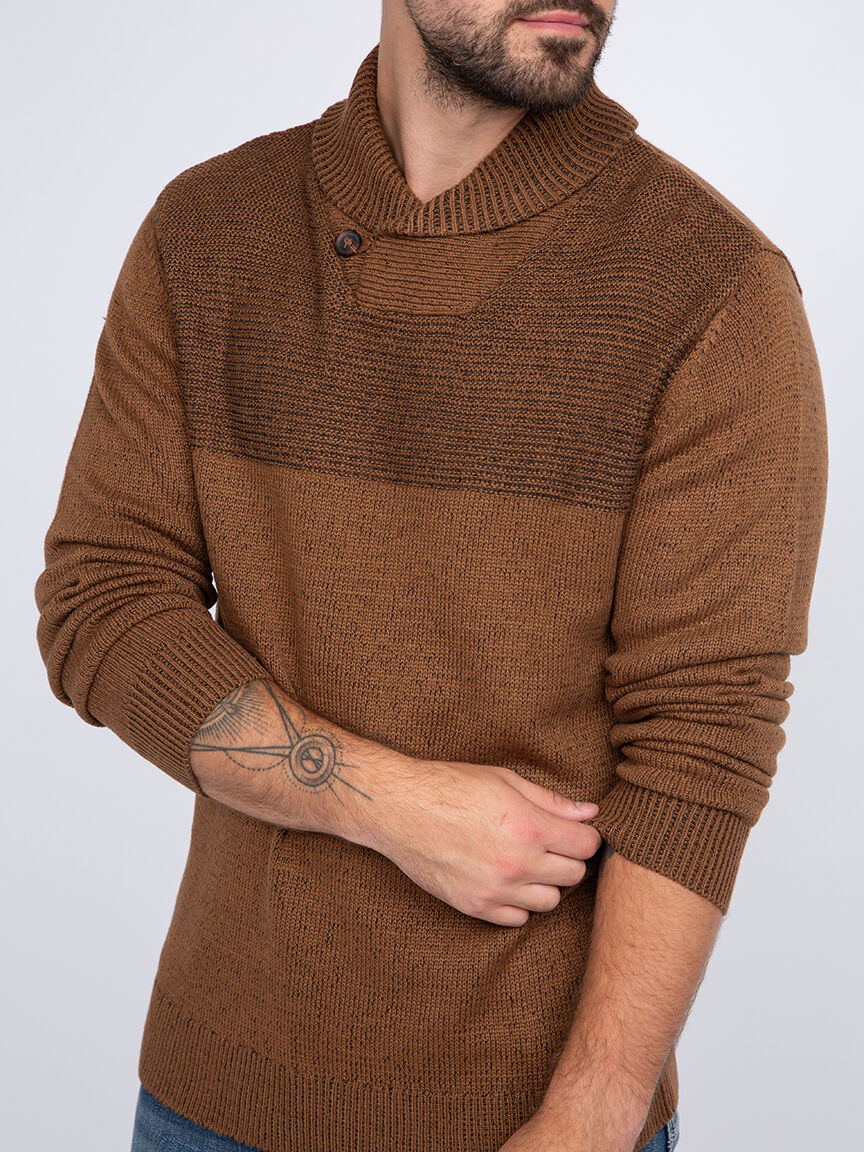 mens grey shawl collar sweater