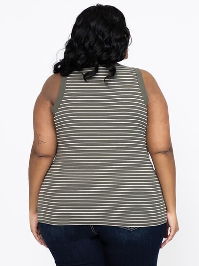 Women's Stripe Rib Crew Neck Tank Women's Stripe Rib Crew Neck Tank