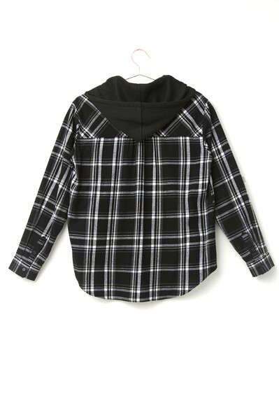 Women's Flannel Hooded Plaid Shirt Image 6