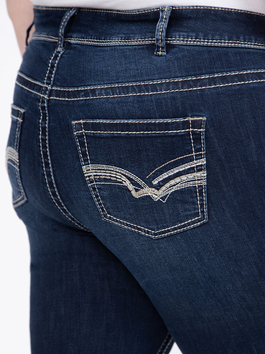 Women's Plus Dark Wash Contrast Thick Stitched Baby Boot