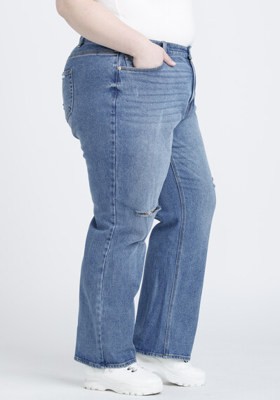 Women's Plus High Rise Destroyed Vintage Straight Jeans Women's Plus High Rise Destroyed Vintage Straight Jeans Image 3