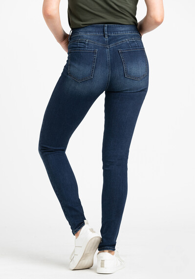 Women's 2 Button Destroyed Skinny Jeans Image 4