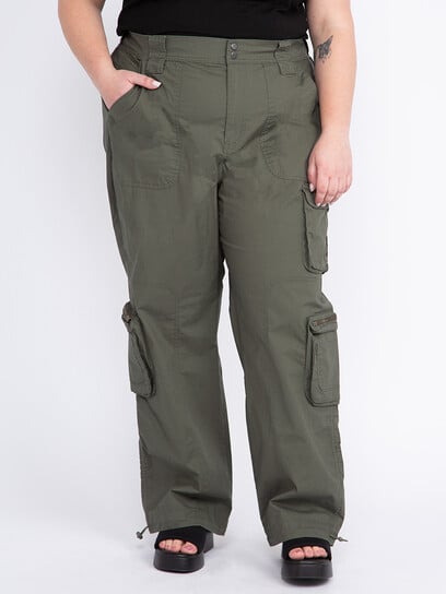 Women's Plus 2 Button Poplin Loaded Cargo Pants