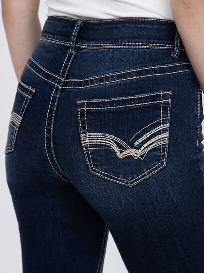 Women's Dark wash Contrast Thick Stitched Baby boot Women's Dark wash Contrast Thick Stitched Baby boot