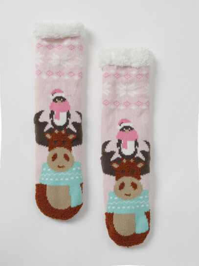 Women's Winter Moose Slipper Sock