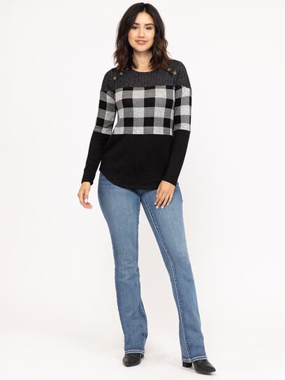 Women's Plaid Colour Block Top Women's Plaid Colour Block Top