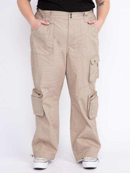 Women's Plus 2 Button Poplin Loaded Cargo Pants Image 2