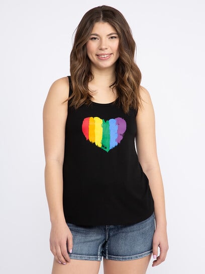 Women's Rainbow Heart Scoop Neck Tank