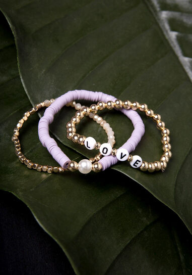 Love Bead Lilac Shell Trio Bracelet