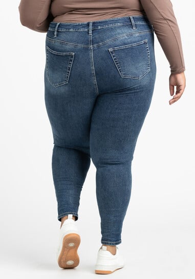 Women's Plus Medium Wash 2 Tone Stitch Skinny Jeans Women's Plus Medium Wash 2 Tone Stitch Skinny Jeans