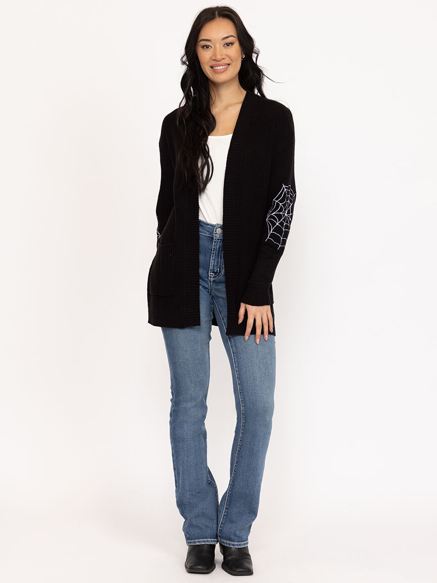 Women's Ribbed Cardigan With Embroidery