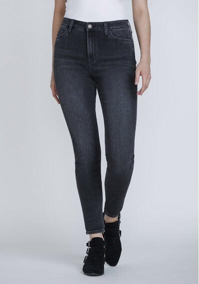 Women's Washed Black High Rise Skinny Jeans Image 1