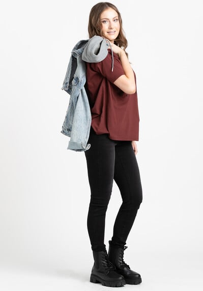 Women's Knit Hooded Denim Jacket Women's Knit Hooded Denim Jacket Image 4