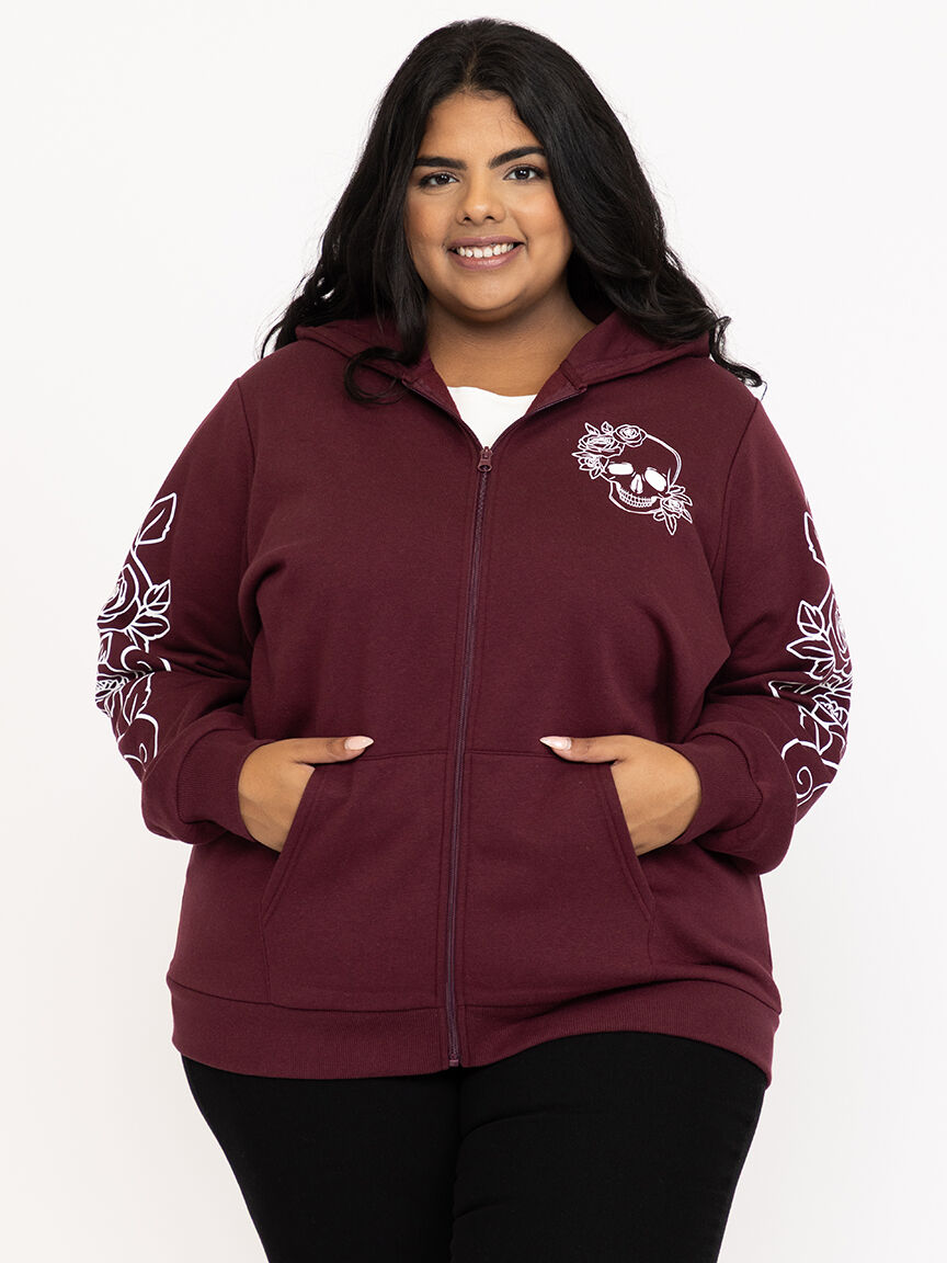 Women's Skull Zip Hoodie