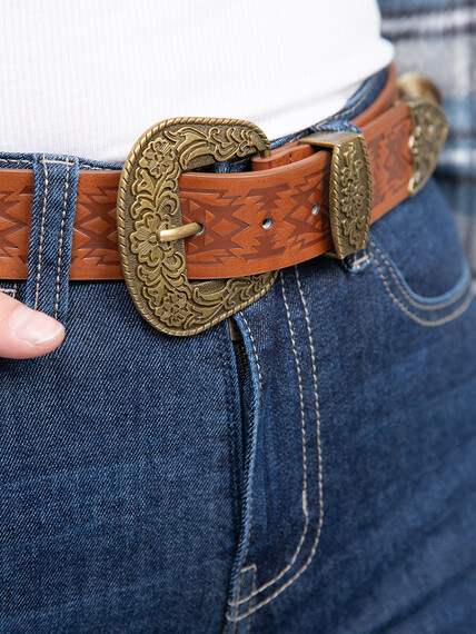Women's Brown Western PU Belt Image 5