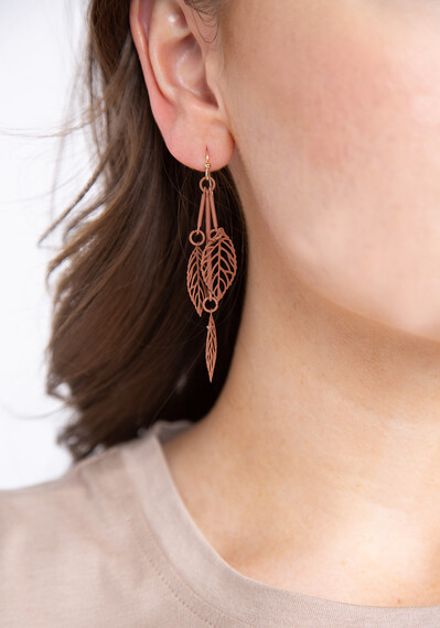 Women's Leaf Drop Earrings Image 2