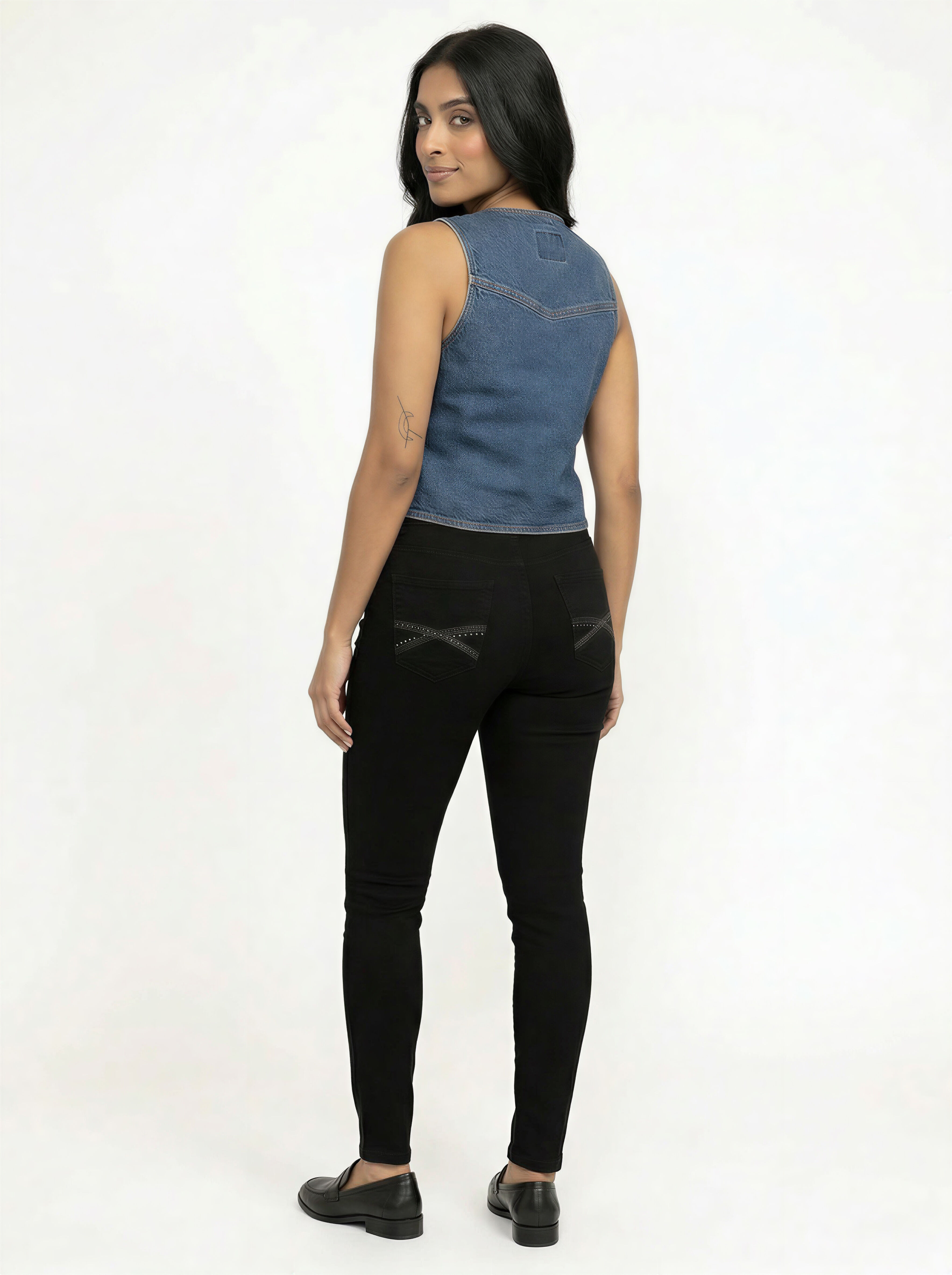 Women's V-neck Cropped Denim Vest