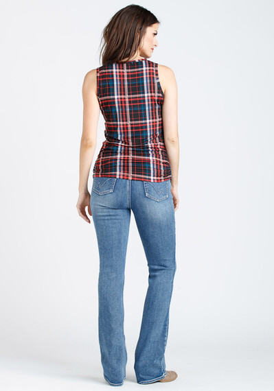 Women's Plaid Side Ruched Tank Image 2