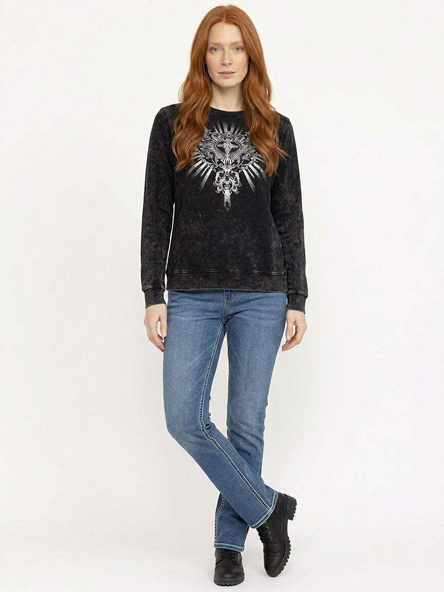 Women's Washed Rib Ornate Heart Tee