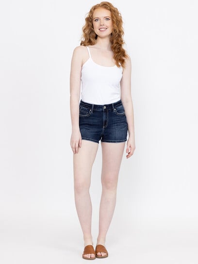 Women's Multi Thread Thick Stitch Dark Wash Shortie Women's Multi Thread Thick Stitch Dark Wash Shortie