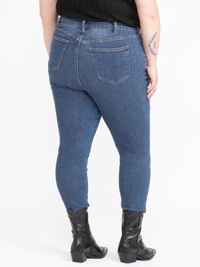 Women's Medium Wash Ankle Skinny Jeans with Rhinestone Women's Medium Wash Ankle Skinny Jeans with Rhinestone