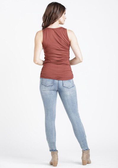 Women's Scoop Neck Side Ruched Tank Image 2