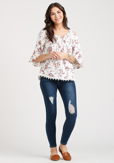 Women's Floral Bell Sleeve Top Image 3