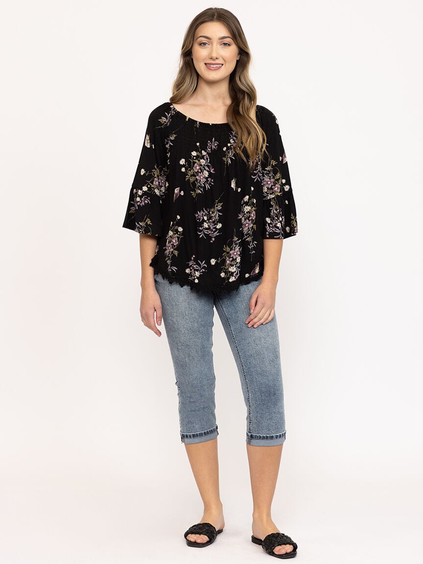 Women's Floral Bell Sleeve Top