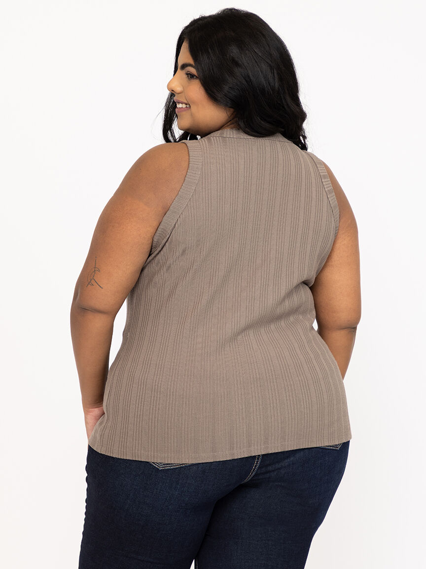 Women's Rib Variegated Crew Neck Tank