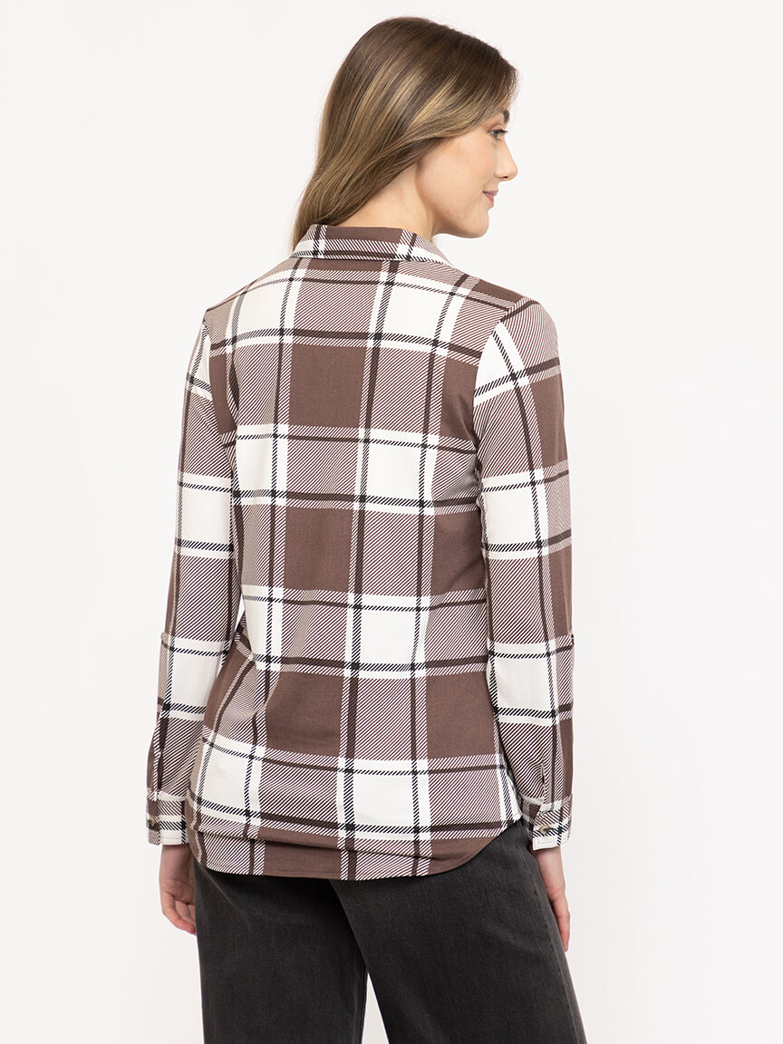 Women's Knit Plaid Shirt