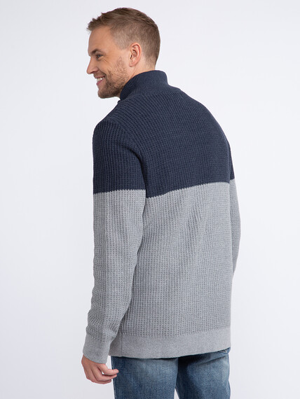 Men's Quarter Zip Colour Block Sweater Image 4