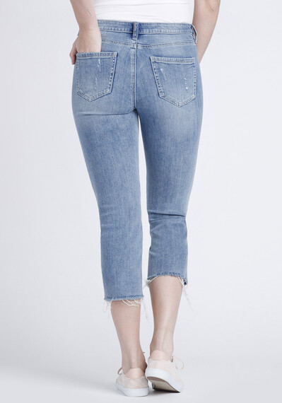 Women's Raw Hem Straight Crop Jeans Image 2