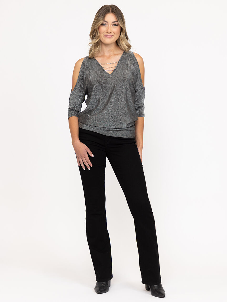 Women's Shimmer Split Sleeve Top