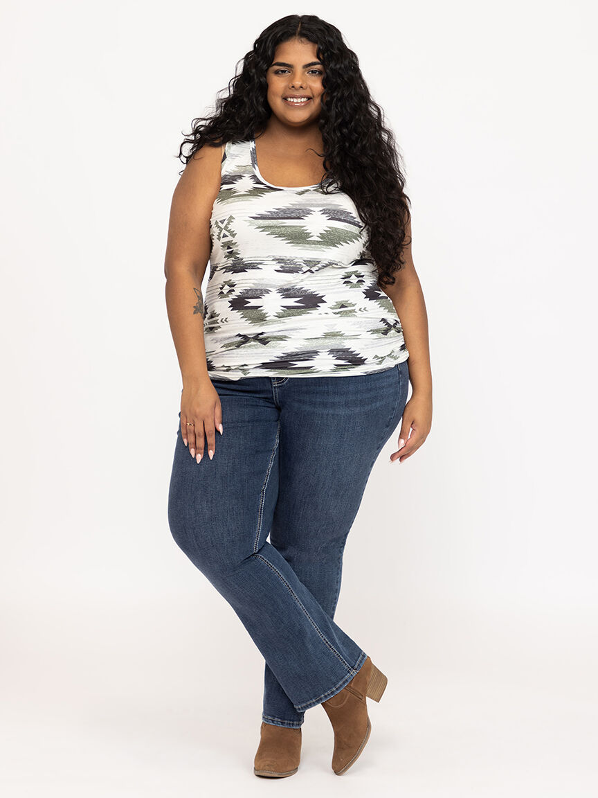 Women's Geometric Side Ruched Tank