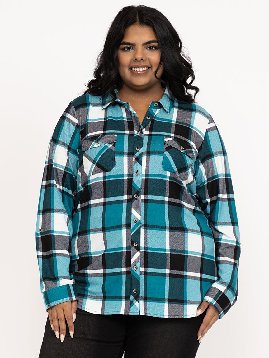 Women's Knit Plaid Hoodie