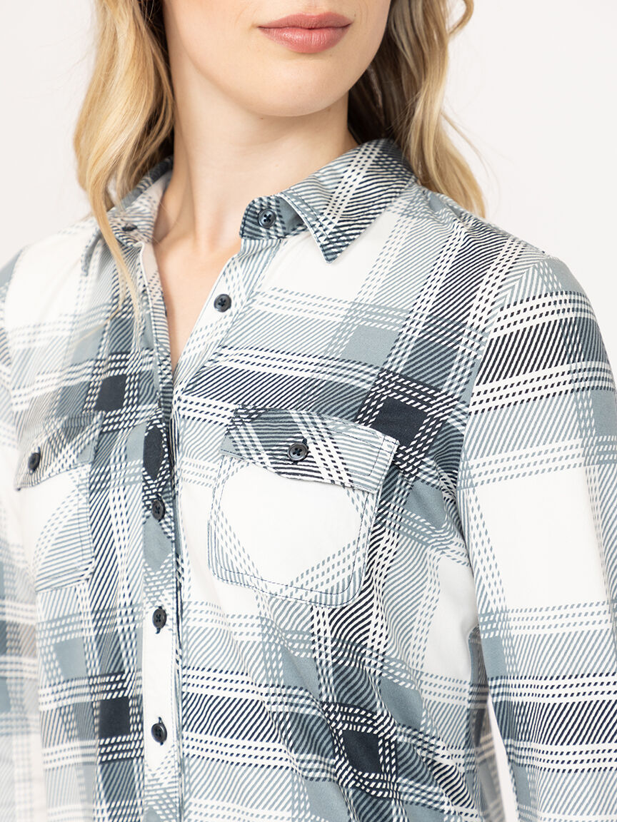 Women's Knit Plaid Shirt