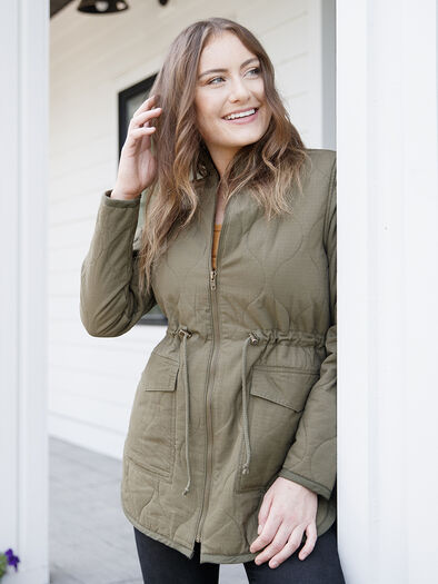 Women's Quilted Jacket, OLIVE
