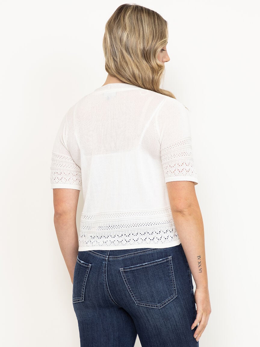 Women's Pointelle Trim Cardigan
