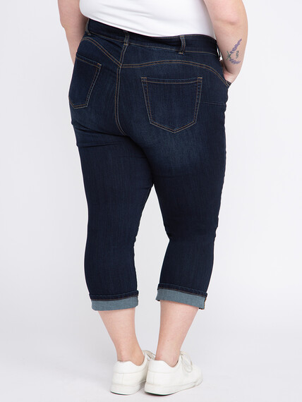 Women's Plus 2 Button Cuffed Jean Capri Women's Plus 2 Button Cuffed Jean Capri Image 4